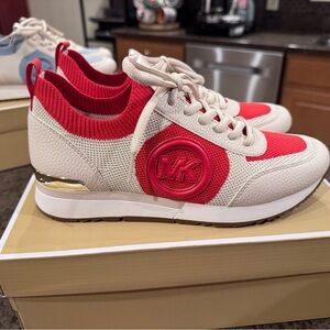 Michael Kors Red and Cream Women's Sneakers